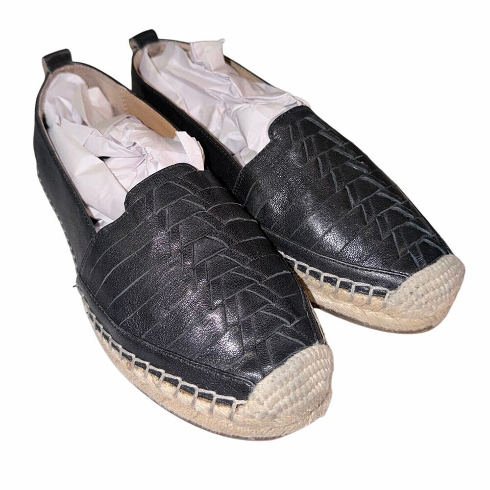 Patricia Nash black woven leather espadrille flat slip on loafers 8.5 minimalist